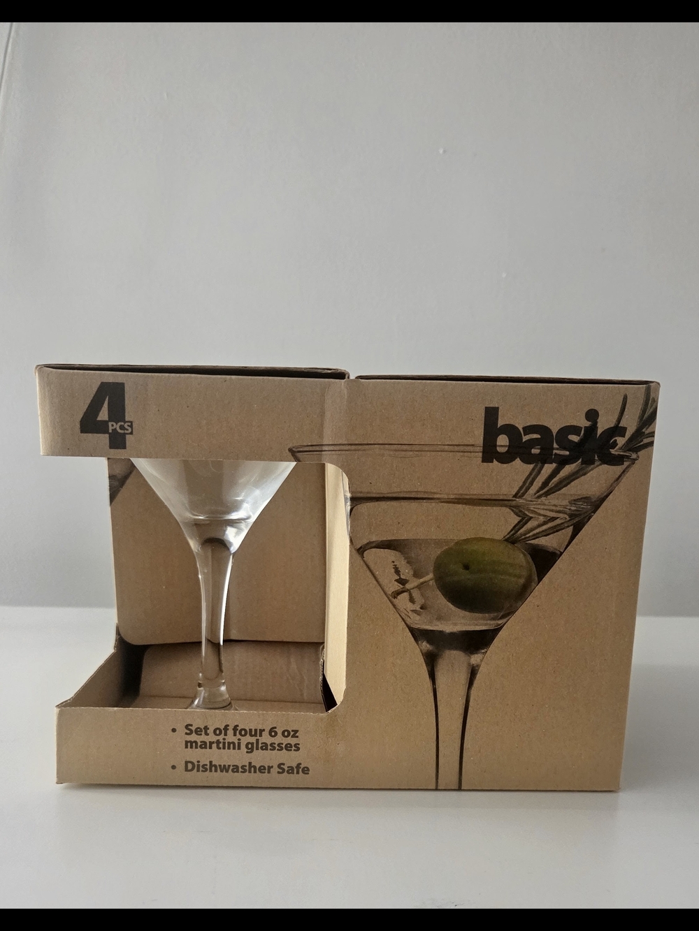 Home Essentials 4-Piece Basic Martini Glass Set